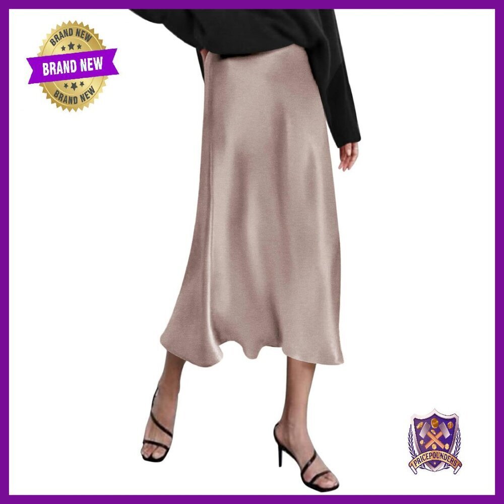 High Waist Satin Midi Skirt Elegant Work Wear Slim Fit
